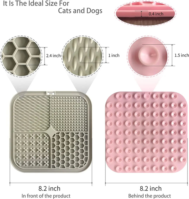 Dog Lick Mat with Suction Cups Slow Feeders Licking Pet Anxiety Relief Cat Training for Food, Yogurt, Peanut Butter