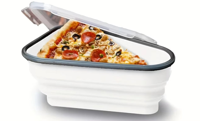 1Pc Space-Saving Silicone Pizza Storage Container with 5 Microwavable Serving Trays - Reusable,Collapsible Design