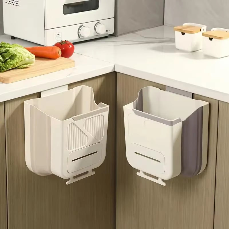 Foldable Hanging Trash Can for Kitchen RV Camper Space Saving Garbage Storage Cabinet Mount Household Waste Bin