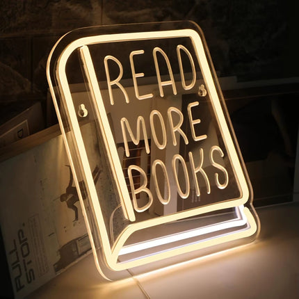 Read More Books Neon Sign Book LED Sign for Study Room Classroom Library Wall Decor Encourage People to Love Reading